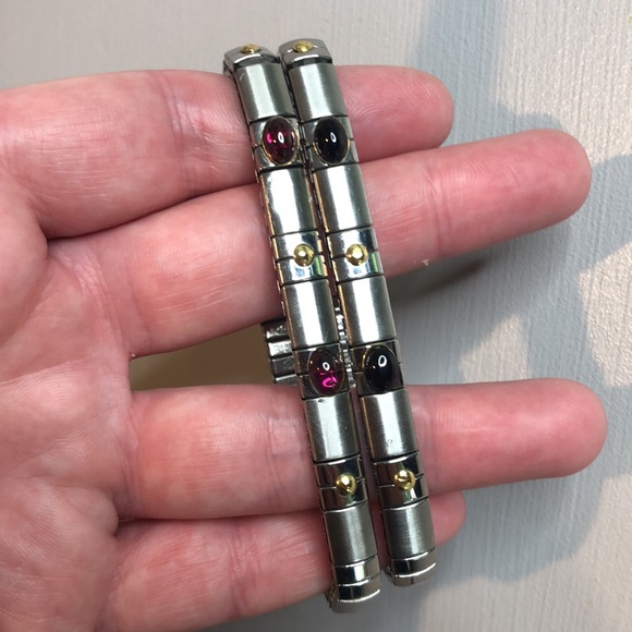 Set of 2 stainless stretch bracelets like Nomination - Picture 2 of 5